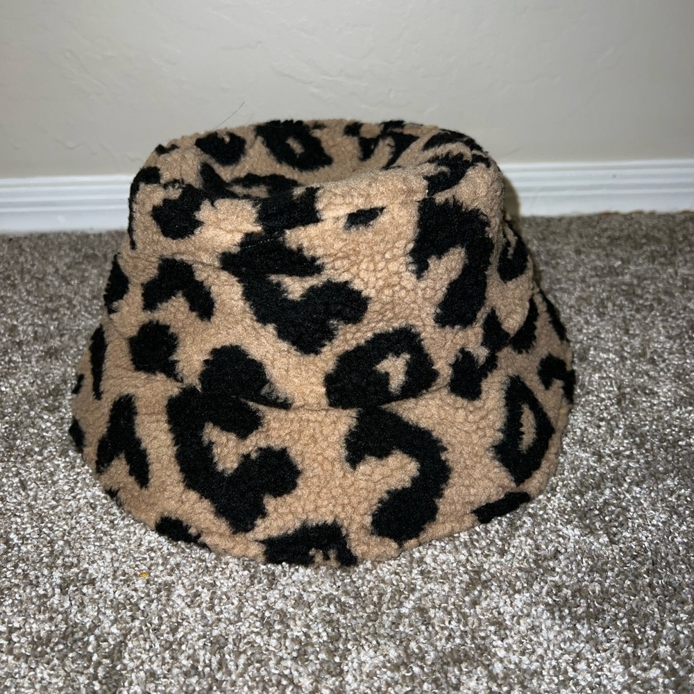Free People Leopard Teddy Bucket Hat